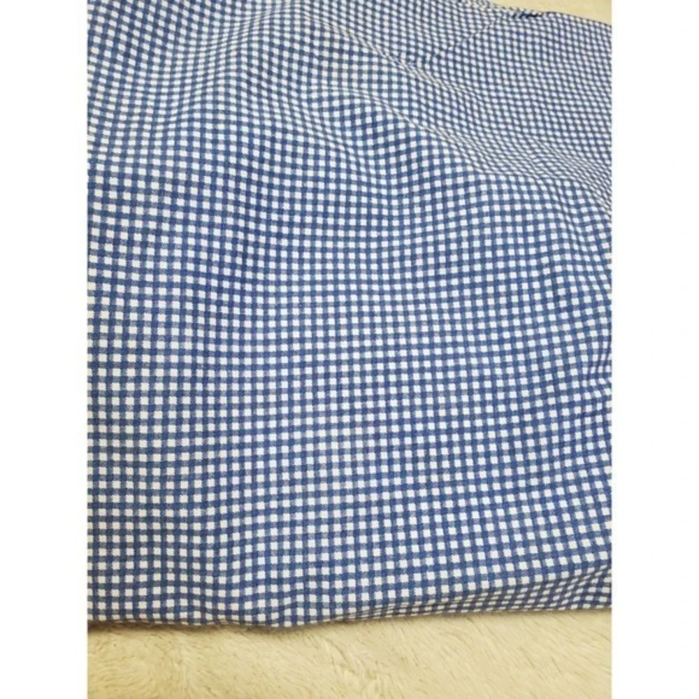 Ralph Lauren Blue White Gingham Plaid Twin Cotton Flat Fitted Sheet Set Bedding